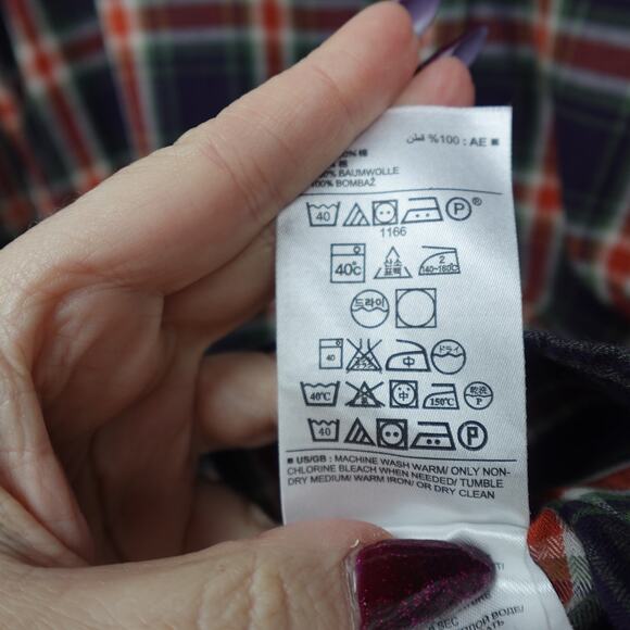 Banana Republic Soft Wash Shirt Sz M Red Navy Herringbone Irvine Western Preppy - Picture 7 of 10